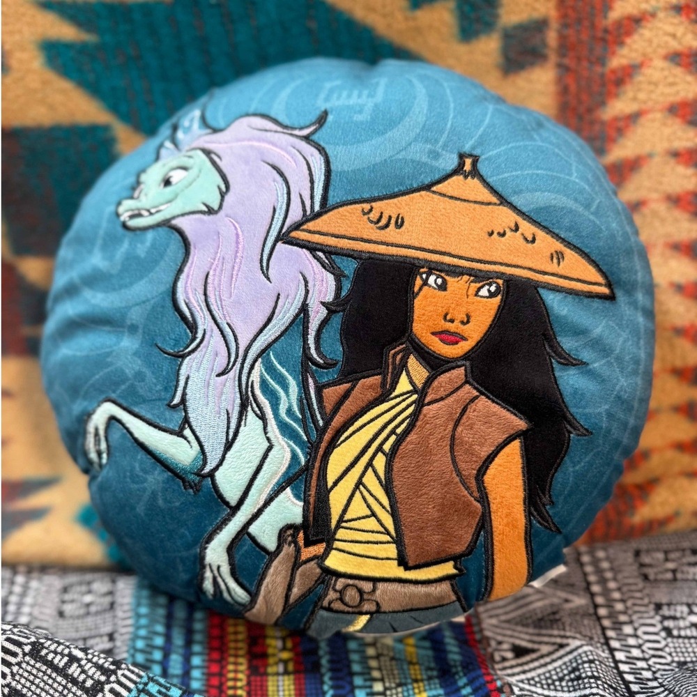Disney Raya and the Last Dragon Sisu Round Teal Embroidered Throw Pillow 11 inch
